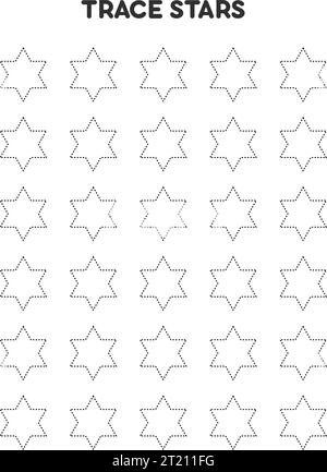 Dotted star shape for tracing lines for preschool and kindergarten ...