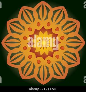 Single Mandala - Flower Nature, Foliage, Leaves, Energy Wheel Circle Complex Symbol Colorful Abstract Decoration Stock Vector