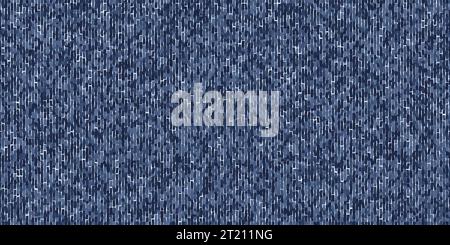 Seamless pattern of distressed indigo denim with vertical threads. Blue textile jeans background with variegated texture. Vector illustration Stock Vector