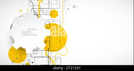 Abstract technology concept. Circuit board, high computer background. Vector illustration with space for content, web - template, business tech presen Stock Vector