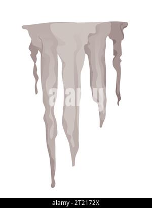 Cave stone mineral stalactite column natural growth geology formations vector illustration isolated on white background Stock Vector