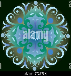 Single Mandala - Flower Nature, Foliage, Leaves, Energy Wheel Circle Complex Symbol Colorful Abstract Decoration Stock Vector