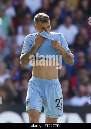 Lucas Digne of Aston Villa looks on during the Premier League match ...