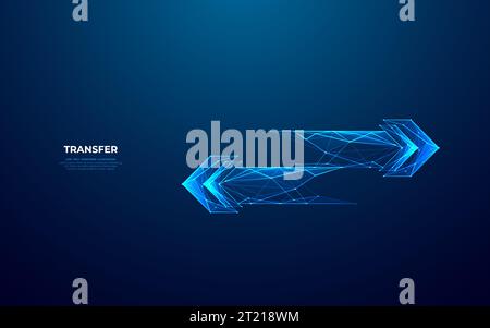 Two left-right arrows within futuristic low poly style Stock Vector