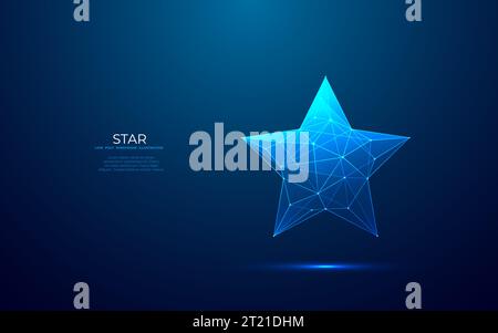 Digital star shape on technology blue background.  Stock Vector