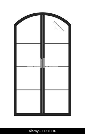 8 pane window frame black and white 2D line cartoon object Stock Vector