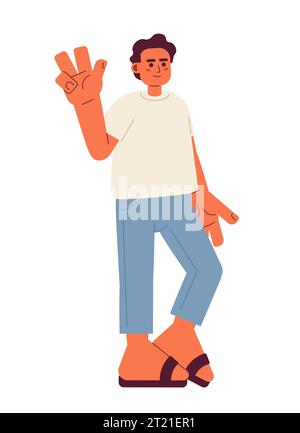 Joyful muslim man semi flat color vector character Stock Vector