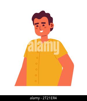 Handsome muslim brunette man semi flat color vector character Stock Vector