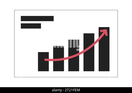 Bar graphs arrow rising up black and white 2D cartoon object Stock Vector