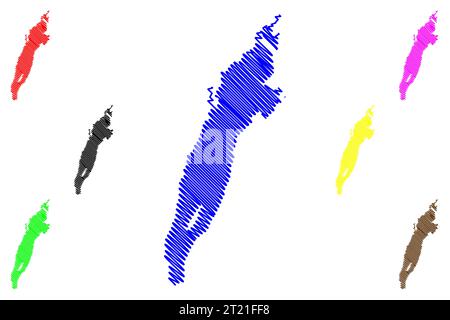Lake Vattern (Kingdom of Sweden) map vector illustration, scribble ...