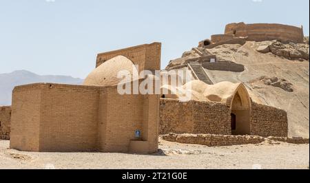 Zoroastrians Towers of Silence. Dakhmeh zartoshtian, Yazd Province / Iran Stock Photo