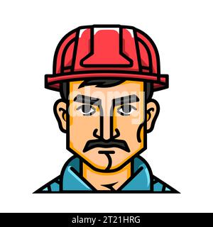 Builder icon. Construction worker icon isolated. Cartoon icon of engineer in flat design. Vector illustration Stock Vector