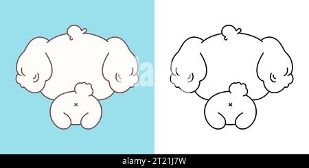 Clipart Bichon Frise Dog Multicolored and Black and White. Cute Clip Art Puppy Stock Vector