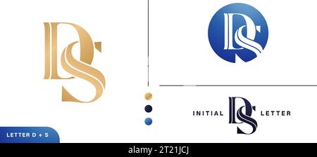 DS initial letters monogram logo isolated white backgrounds for business cards elements, branding company identity, advertisement materials gold foil Stock Vector