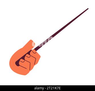 Hand holding stick cartoon character hand illustration Stock Vector