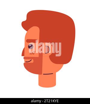 Bearded caucasian man side view black and white 2D vector avatar ...