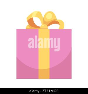 Ribbon gift box cute 2D cartoon object Stock Vector