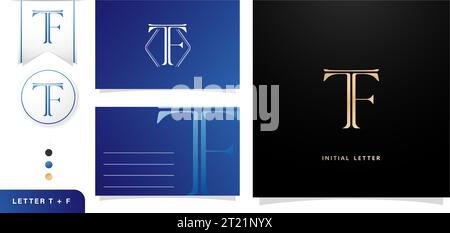 TF initial letters monogram logo type bundle. template logo with letter sign for business cards elements, branding company identity, advertisement Stock Vector