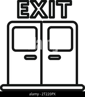 Exit doors icon outline vector. Alarm evacuate. Person leaving Stock Vector
