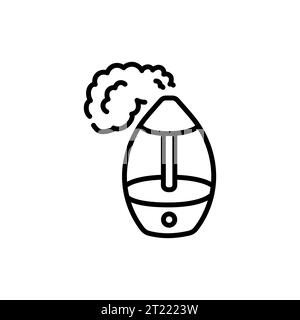 Humidifier with steam black line icon. Household appliance. Outline pictogram for web page, mobile app, promo Stock Vector