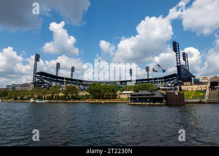 PNC Park, home of the Pittsburgh Pirates baseball team, Pittsburgh, Pennsylvania on the waterfront of the Allegheny River Stock Photo