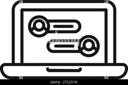 Laptop chat icon outline vector. Speech share. Internet content Stock Vector
