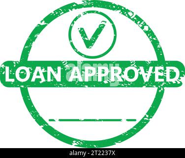 Loan approved green rubber stamp print with place time date. Vector of business finance approval illustration Stock Vector