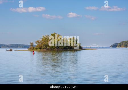 A small island on the Cumberland RIver above Lake Barkley Bridge, Kentucky Stock Photo