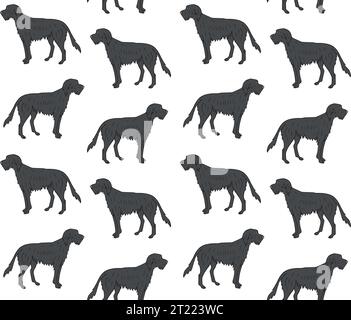 Vector seamless pattern of hand drawn doodle sketch colored wolfhound dog isolated on white background Stock Vector