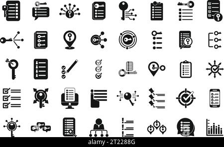 Key points icons set simple vector. Path process. Escape find choice Stock Vector