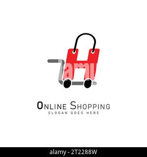 Shopping Cart Letter H Logo. Modern icon symbol template vector design. Alphabet H online store logo Stock Vector