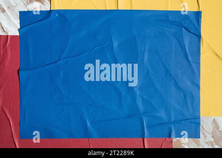 colorful urban wall texture with wrinkled glued poster template Stock ...
