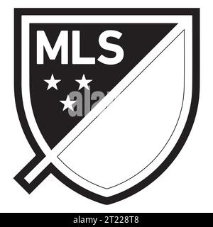 MLS Black and White Logo United States professional football league system, Vector Illustration Abstract Black and White Editable image Stock Vector