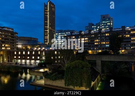Twilight view of Barbican in City of London, England Stock Photo