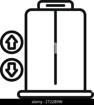 Elevator exit icon outline vector. People escape. Exit people Stock Vector