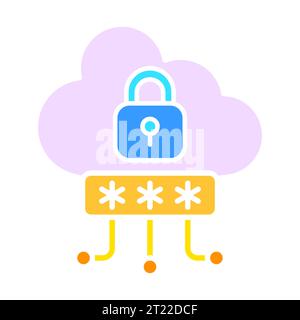 Closed castle with cloud icon. Security, protection, key, door, password, secret, safe, hacking. Vector color icon on a white background for business Stock Vector