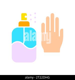 Antiseptic and hand line icon. Personal hygiene products, natural Korean cosmetics, skin care, ointments, balms. Vector color icon on white background Stock Vector