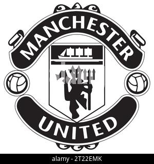 Manchester United FC Black and White Logo England professional football league system, Vector Illustration Abstract Black and White Editable image Stock Vector