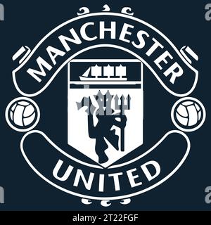 Manchester United FC White Logo English professional football league system, Vector Illustration Abstract Blue Editable Background image Stock Vector