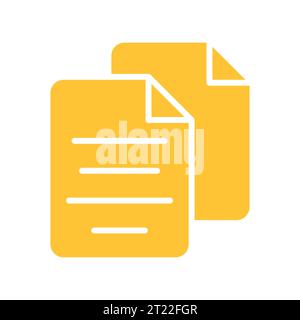 Two files line icon. Information, folder, document, work, computer, saving. Vector color icon on a white background for business and advertising Stock Vector