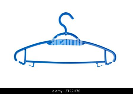 Blue plastic hanger isolated on white background. With clipping path Stock Photo
