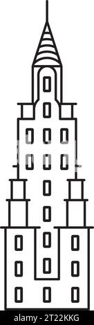 Simple black outline drawing of the CHRYSLER BUILDING, NEW YORK CITY Stock Vector