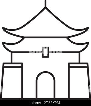 Simple black outline drawing of the CHIANG KAI-SHEK MEMORIAL HALL, TAIPEI Stock Vector