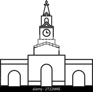 Simple black outline drawing of the GATE AND CLOCK TOWER (PUERTA DEL RELOJ), CARTAGENA Stock Vector