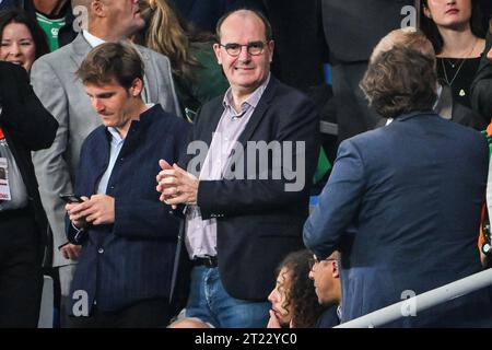 Saint-Denis, France, France. 14th Oct, 2023. President and CEO of the RATP Group and former French Prime Minister Jean CASTEX during the World Cup 2023, quarter-final match between Ireland and New Zealand at Stade de France on October 14, 2023 in Saint-Denis near Paris, France. (Credit Image: © Matthieu Mirville/ZUMA Press Wire) EDITORIAL USAGE ONLY! Not for Commercial USAGE! Stock Photo