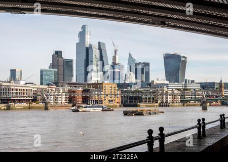 London city skyline viewed from Blackfriars Bridge, October, 2023, UK Stock Photo