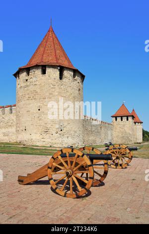 Cannons at the 15th century Tighina Fortress in Bender (Transnistria), Moldova Stock Photo