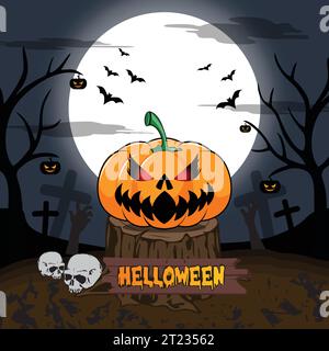 Happy Halloween party, horror ghost  pumpkin, Halloween pattern, gloomy pumpkin for background, poster or web flyer Stock Vector