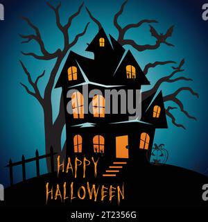 Happy Halloween day, banner or Halloween email signature with Halloween lettering, social media post, banner design, flyer, vector, illustration Stock Vector