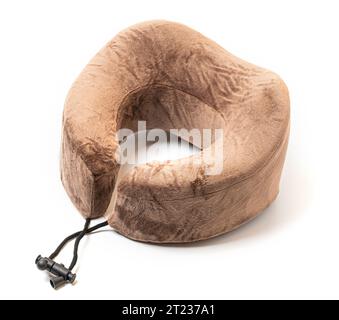 brown neck pillows isolated on white background Stock Photo